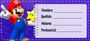Etiquetas escolares de Mario Bross