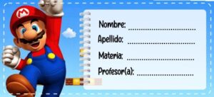 Etiquetas escolares de Mario Bross