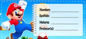 Etiquetas escolares de Mario Bross