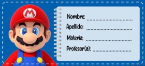 Etiquetas escolares de Mario Bross