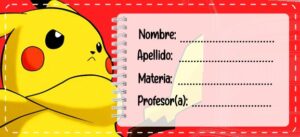 Etiquetas escolares de Pokémon
