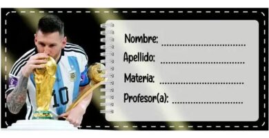 etiquetas escolares de Lionel Messi